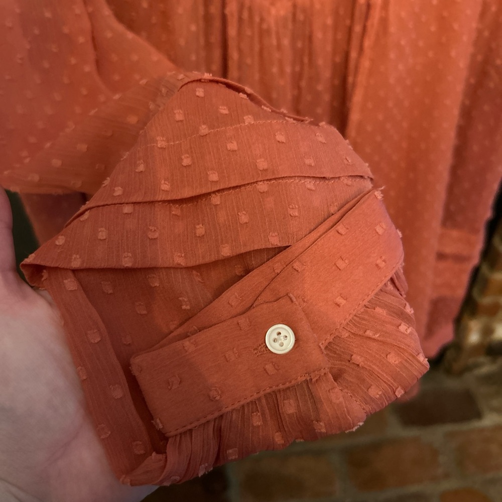 Women's Coral Ruffled Blouse - Picture 4 of 5